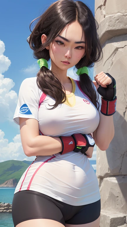 high resolution, best quality, detailed skin, detailed background, photo realistic,
(close up her upper body:1.1), photo of ((an exquisitely beautiful amazon warrior standing and her arms straight up inside of dark green humid wall prison, exhausted, (crying to mad:1.23), blush, dark color airy long hair, bang, (fair skin:1.1, gleaming skin:1.3), clear eyes, (white cotton tank top:1.3), small breasts, (muscular body:1.3),
(dark purple slimes squirming on her:1.3, dark orange slimes wriggling over her armpits:1.4)