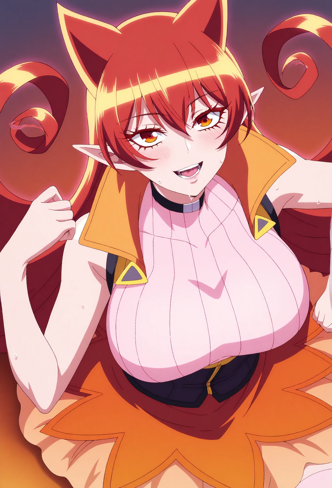 1 girl、Blushing cheeks、shyly smile、optic、large full breastini heart pasties、hair pin、a necklace、piercings、Crawling on all fours on the bed、depth of fields、lickling lips、Tongue licking、Glossy reddish-brown shorthair、Black eyes、clavicle、Beautiful fingers、Hourglass body, Big round breasts, large breasts, nipples shot, lift breasts, breasts lift, Naked women, open legs, hip up, up hip, Make up, eye shadow:1.2,