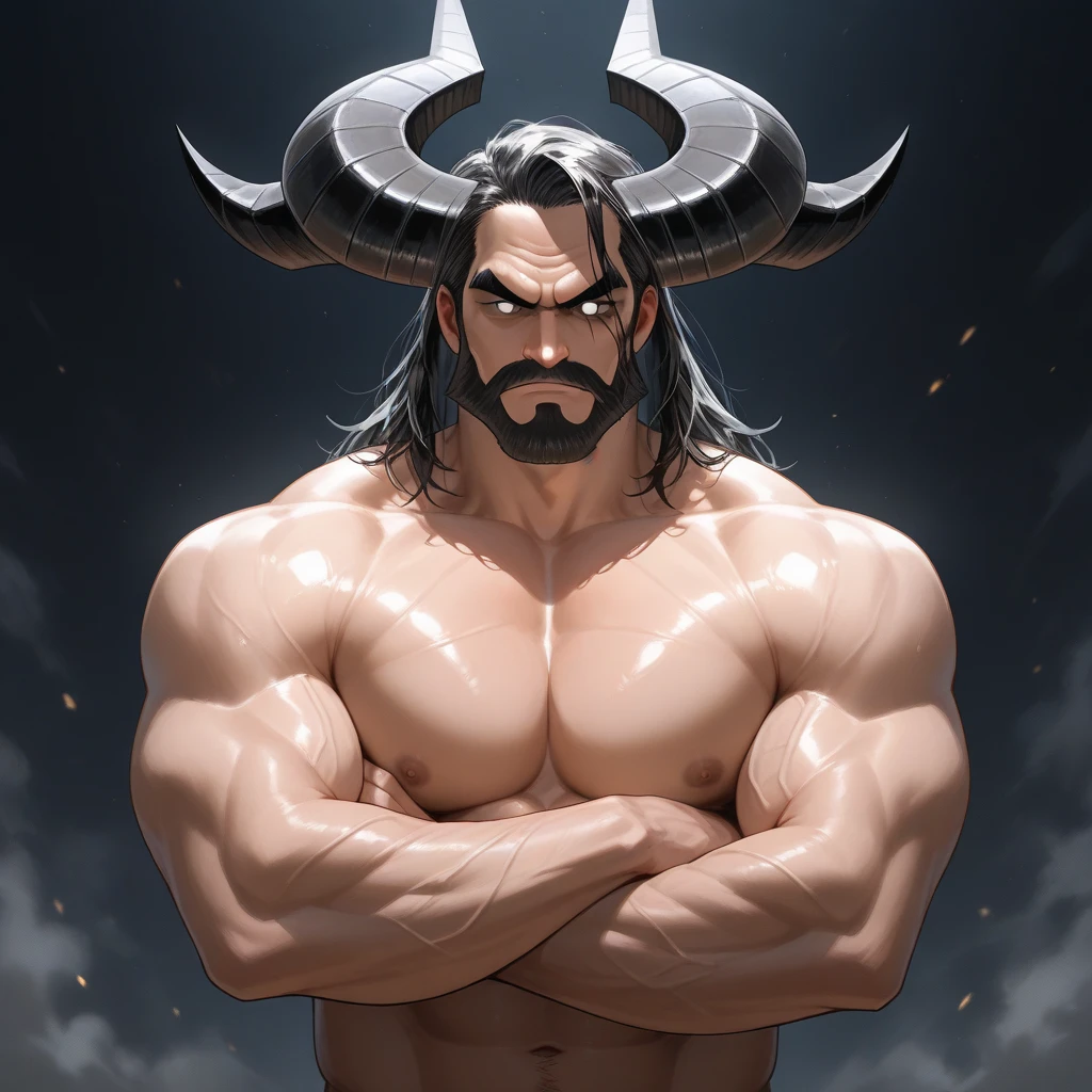 Comic style、third、monochromatic、biceps、A monster with horns、