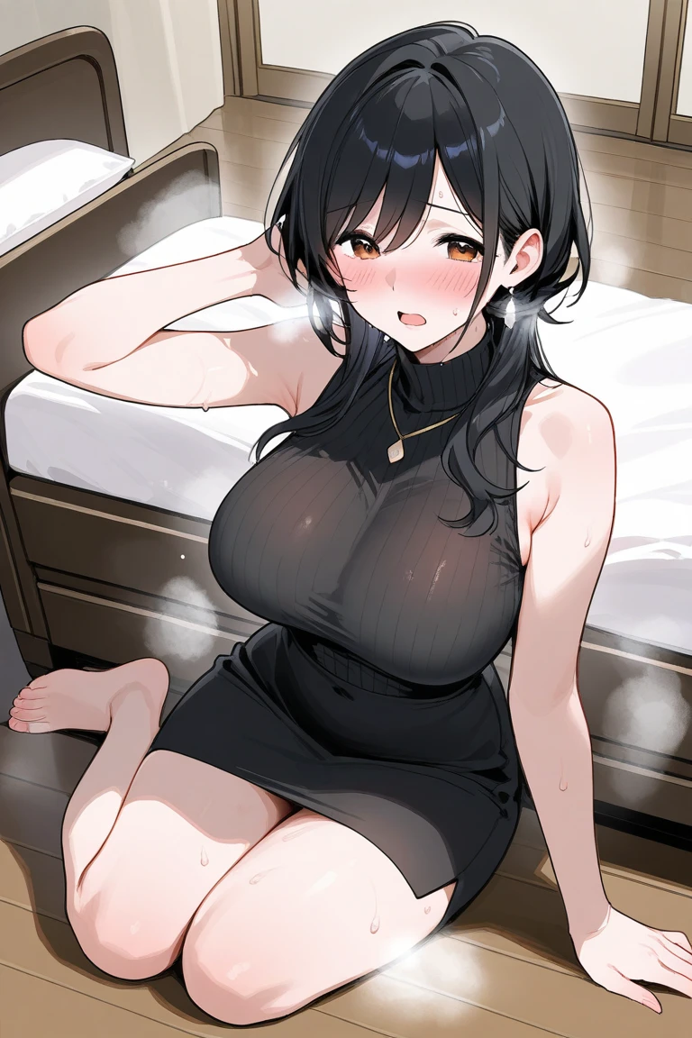 NSFW Nude photos Porn photos Anime drawings with vivid colors Full body drawings Tall women:1.9 Man Spreading his legs wide Lying on the bed Erect penis:1.3 Pussy in full view:1.3 Black long skirt, sweat, , buttocks, troubled face, glaring, wrinkled eyebrows, flushed cheeks, night:1.3 Apartment bedroom, white sheets, short black hair, ponytail:1.9 Straight hair, bangs swept to the side:1.9. Slanted eyes, brown eyes, tall, big breasts, strong-willed, beautiful