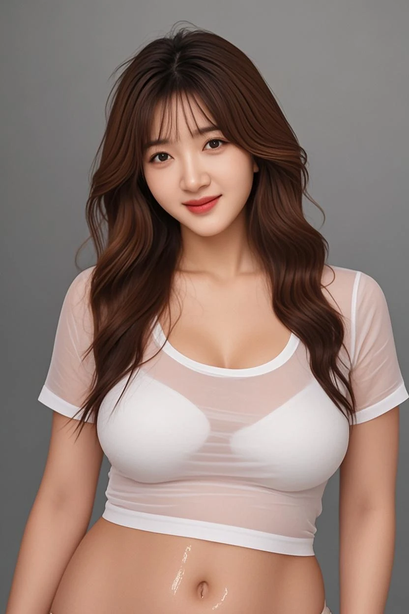 1 female, 22-year-old woman、Pink Hair, Blunt bangs, Hair behind the ear, Hair that falls over the shoulders, Long Hair, Ultra Fine Face, Thin face, Delicate lips, (Beautiful Eyes:1.5), Lightly reddish, eyes are light brown,See this,Sexy pose、 Ultra-fine needle, very thin fingers, The optimal ratio is four fingers to one thumb., (A thin, tight-fitting white T-shirt:1.5)、Nipples、Nipplesがはっきりと透けています、(No bra:1.5)、Tabletop、First Person View, 8k, Super Detail, high quality, 最high quality, High resolution,