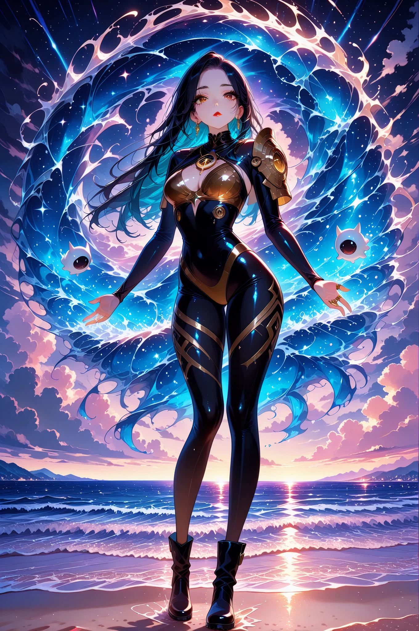 (Flat color:1.1),(Colorful:1.3),(Masterpiece:1.2), Best quality, Masterpiece, Original, Extremely detailed wallpaper Best quality, Masterpiece, (Realistic:0.6), Realistic lighting，landscape cityscape future perfect world trees, 1girl run floating, breasts flat tiny nipples, beautiful detailed eyes, hairs shiny black, red monochrome, soviet poster, communism, poorbreast, teen wearing white tight suite bright futuristic fashion, weightlessness, brilliance, USSR style, the sea of star, high tone, magnificent, happy kind smile, spaceships in the starry blue sky, masterpiece high detailed, landscape future utopian city, female on the futuristic bridge, wind hairs, fullbody, body perfect, sunlight, super detailed, anatomically correct, masterpiece symmetrical composition, face young russian perfect cute woman sweet beautifull, wearing tight fashion swimsuite, sunlight, optymistic， abstract artistic （tmasterpiece， best qualtiy， A high resolution： 1.4）， A detailed， Complicated details， 4K，cerulean， Line art