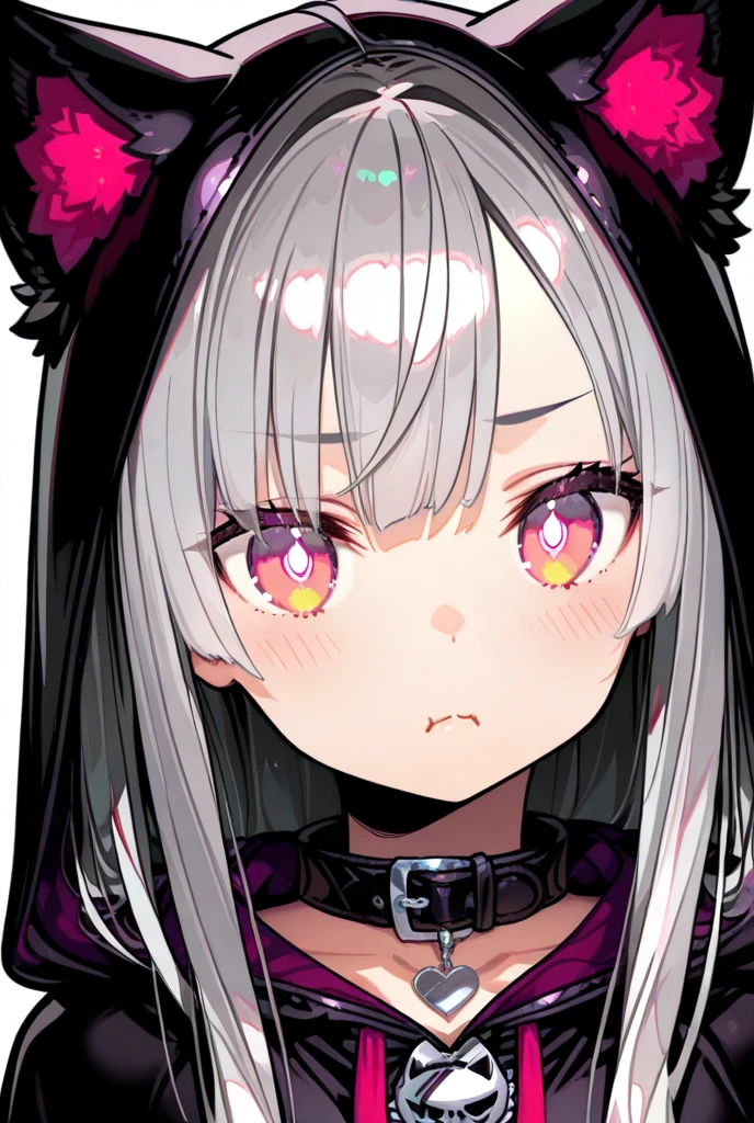 masterpiece,best quality,
//////////////1girl,solo,sharp teeth,teeth,braid,twin braids,open mouth,grey hair,looking at viewer,purple eyes,long hair,horror \(theme\),blood,long sleeves,upper body,shirt,smile,
//////// ,