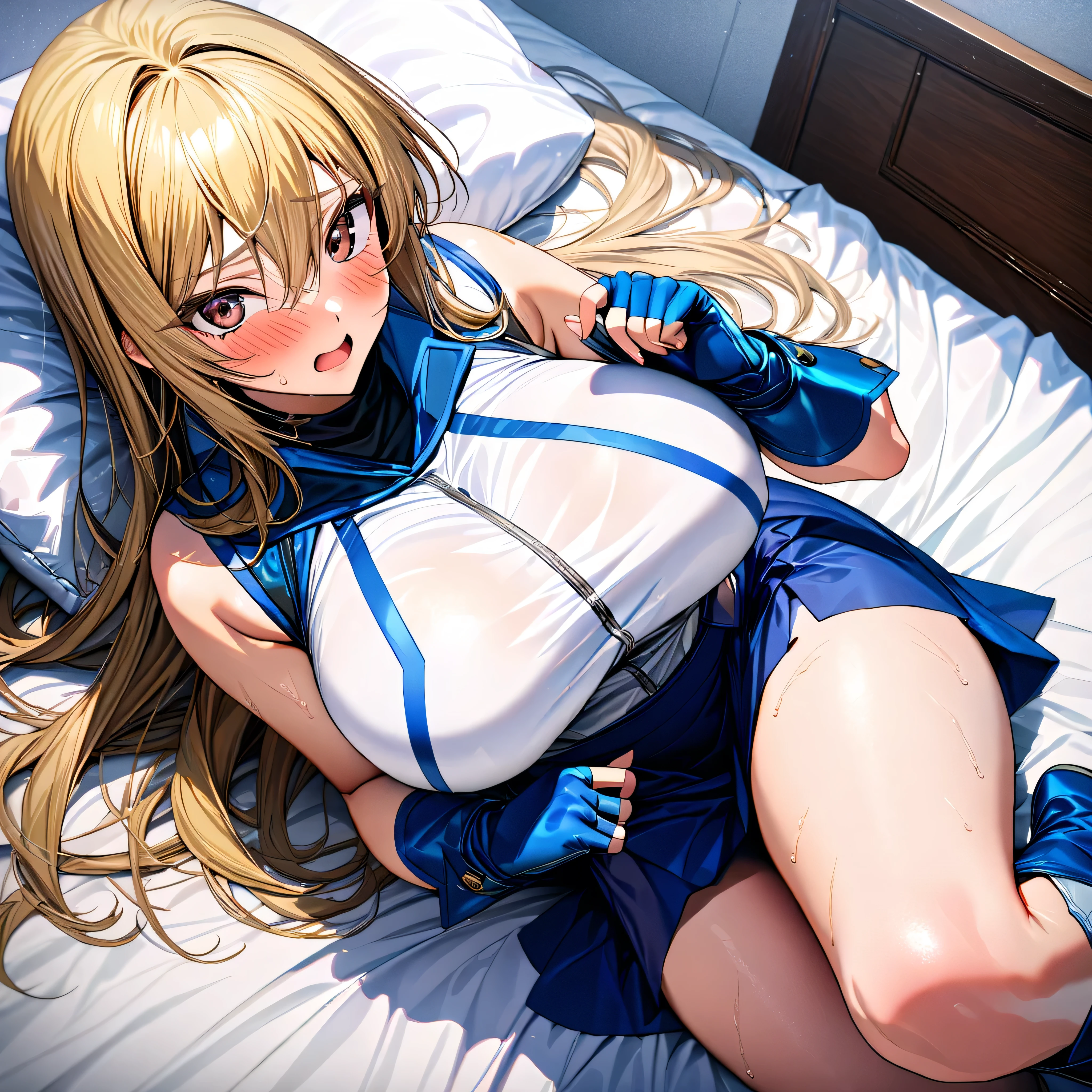 (highest quality,8K,Ultra-high resolution:1.2),(One pretty woman),(Very large breasts:2.0),ruddy nipples,(Sensual),(Completely naked),whole body,Very long hair,Normal position,Close eyes,On the bed,Lying,Open legs,Creampie,(Breast milk:1.5),shaggy,curvy,I&#39;m sweating a lot,orgasm,embarrassed,blush,Leaning backwards,Small waist,Slender belly,thick ass,Thick thighs,tired hair,gleaming skin,Grab a pillow,from below,from behind,breast grab,blonde,spread pussy,uterus,1girl and 1man having sex,vaginal penis,(creampie:1.2)