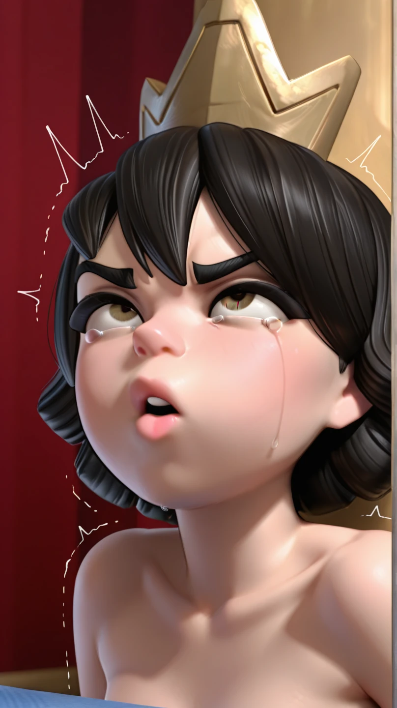 A fat milf mother, ahegao face, sitting on a slave girl's face,, full body