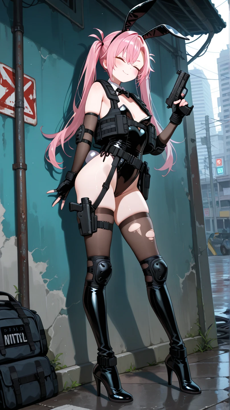 best quality, superbly attractive demon girl, slim thick build waifu, leather jacket, leather bikini, almost naked, less clothing, huge breasts, slim waist, wide hips, thick thighs, futuristic ornaments, hyperdetailed future cityscape, in style of digital vector art, eye-catching composition, masterful art execution, vibrant, spellbinding, realism, uhd, sharp focus, perfect illustration, neon city, cyberpunk