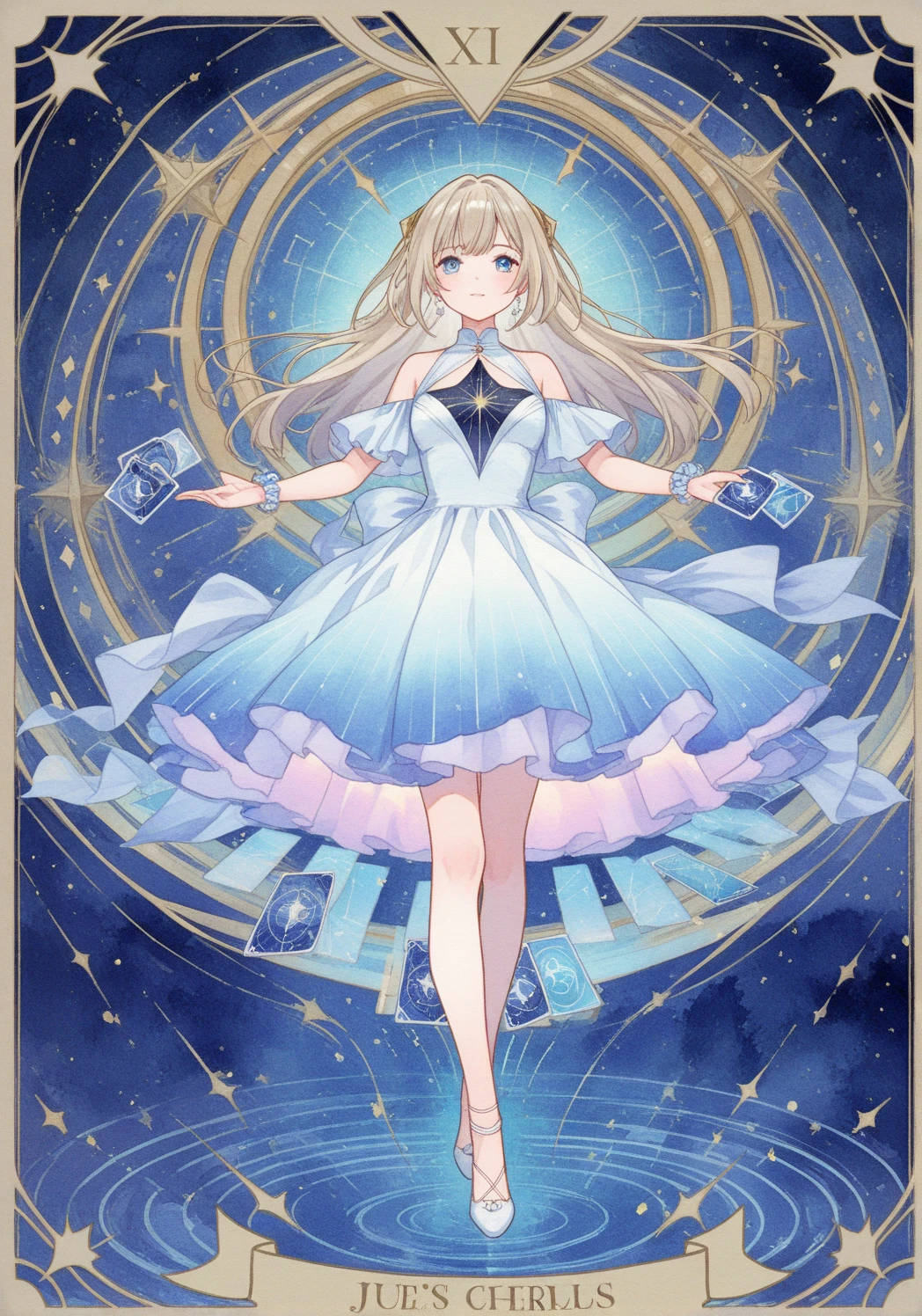 photo realistic, photo realistic, photo realistic, (masterpiece, best quality:1.4), (8k, raw photo, photo realistic:1.2), Not Safe for Work, detailed skin, detailed face, 1girl, Japanese idol, cute-face, Child, petite,
( sitting on the Big Clock face one's eyebrows), (((Hugging, Model of the Earththe earth))), blonde hair, Wavy Hair, blue eyes. semi-long, mini skirt, White Panties, (light blue apron dress), beautiful eyes, Sparkling, 14age, braided bangs, kanzashi, full body,
Beautiful scenery, ((outer space)), void of space, in the galaxy,celestial globe,constellation,
planets of the solar system, high resolution, night view, pretty fingers, beautiful feet, small breasts, colorful stars, many ball of light, Fantastic, beautiful stars, full body shot, countless lights, many Orbs,