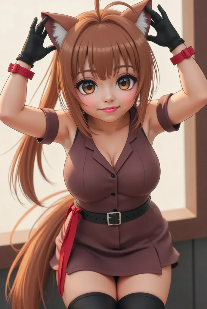 Brown Hair, Sportswear, Brown Eyes, High Ponytail,1girl, on grass, short pants,sneakers, sunlight, beautiful eye, full body, chibi, [realistic], [3d], smile, closed mouth,(8k, RAW photo, best quality, masterpiece:1.2), ultra high res, (((realistic, photo-realistic))), professional lighting, detailed lighting, professional photography, fisheye, dynamic angle, high quality, high res, extremely detailed, bloom, depth of field, sketch, sharp focus, soft lighting, good composition, god light highlight, detailed, (((photorealistic details))), detailed skin, to8contrast style