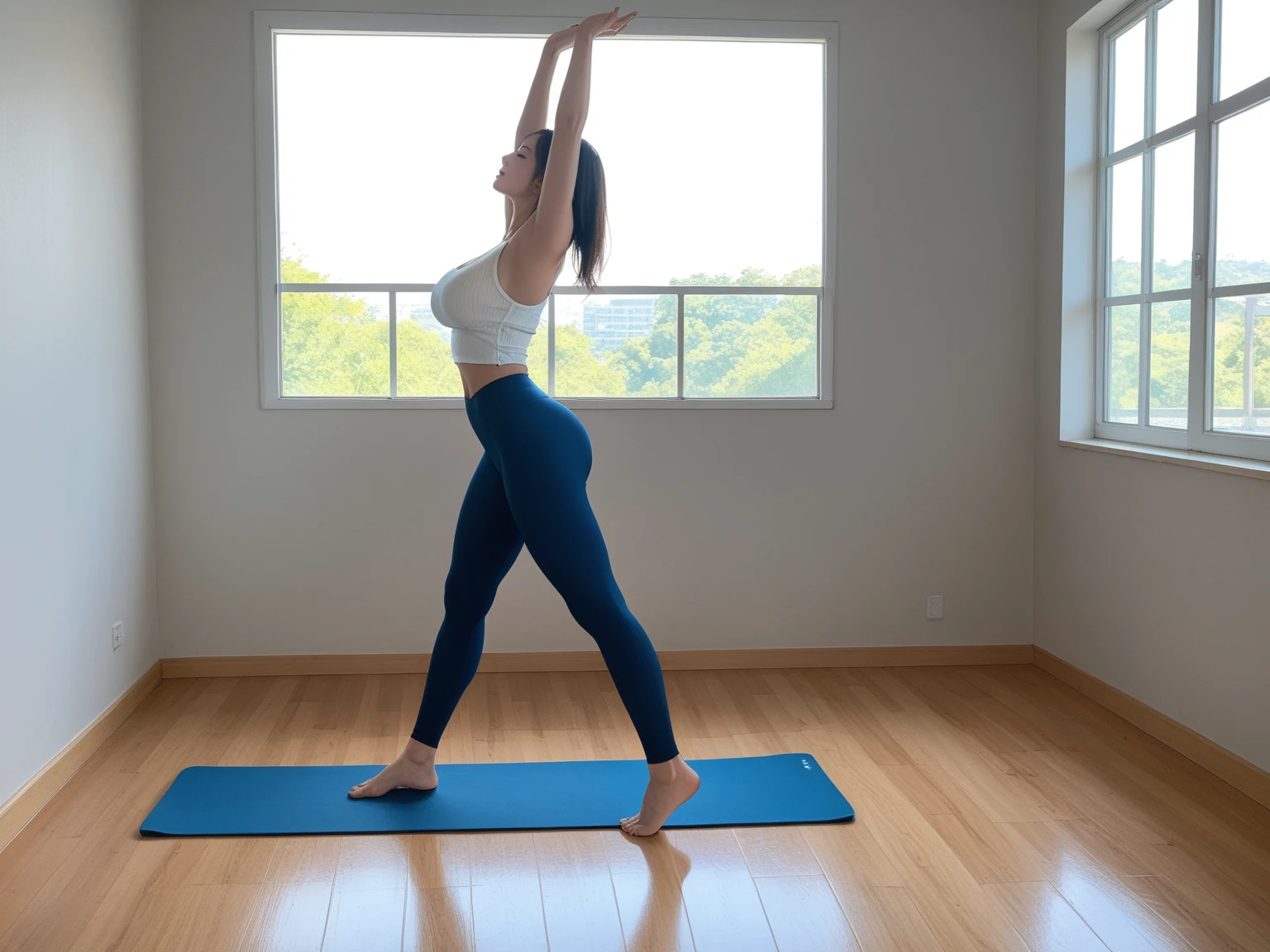 Outdoor yoga in a condo