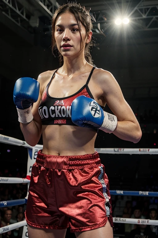 1 woman,   18 year old, 8k, uhd, (full body:1.5), (front view:1.5), , boxing gloves:1.5,