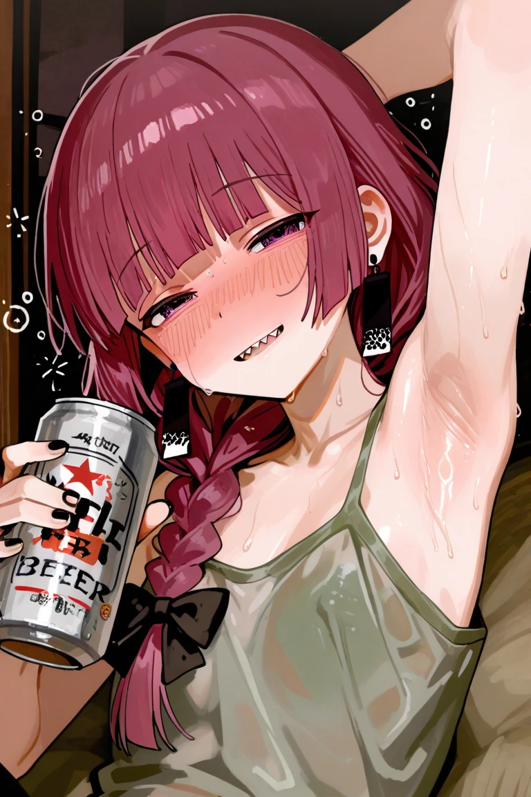 score_9, score_8_up, score_7_up, score_6_up,floox style,surtr, arknights, red hair,big breasts,,collarbone, jacket,purple jacket, purple track suit, sportswear, standing, steam, steaming body, sweat,, track jacket, track pants, track suit, outdoors, pours water on face, water bottle, solo, purple eyes, facial, head up, spilling,