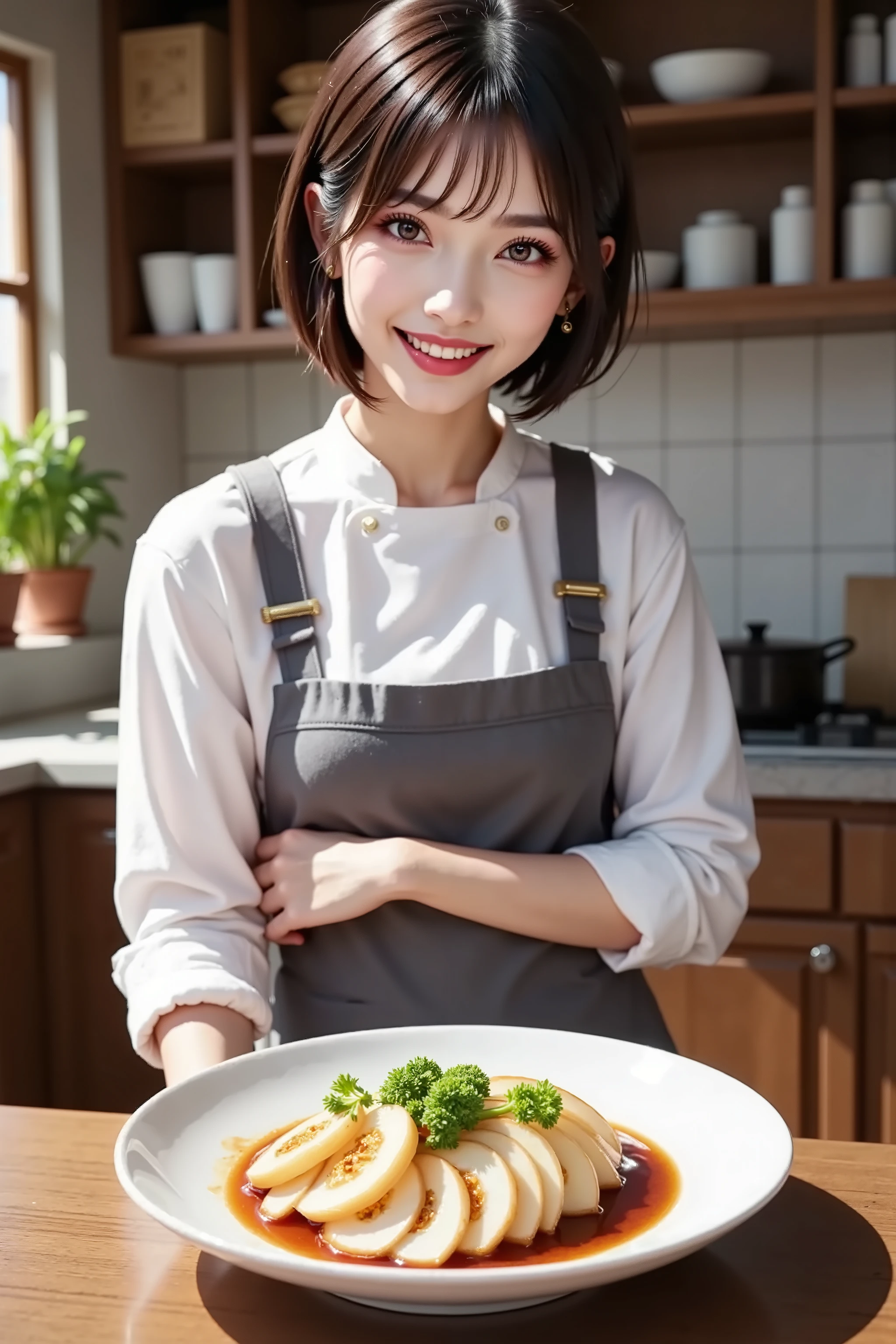 ((Round sliced daikon dish:boiled in soy sauce and the flavor soaks in、Japanese food)), 皿をテーブルに置いてSmile Yan, Home Kitchen , 🧑🍳 ,Smile Yan