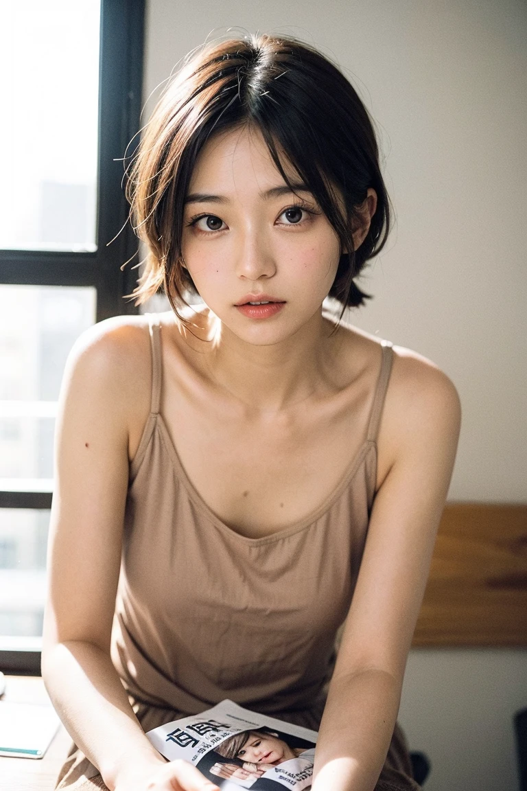 ((top-quality、8K、masterpiece:1.3))、sharp:1.2、Perfect Body Beauty:1.4、Slim abs:1.2、((Layered Hair Style、hugetits:1.2))、g-cup、plump thighs、hi-school girl、20yr old、Wetty:1.5、Highly detailed facial and skin texture、A detailed eye、二重まぶた、Aspect of looking at the camera、Brown hair shortcut、perspiring、Photographing the whole body、undergarment、Sukesuke、short-cut、bobhair、short-haired、Bery short hair、Masami Nagasawa