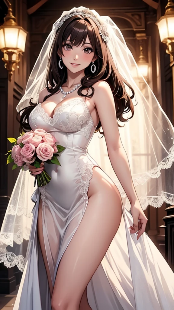 ((megan Fox)), (best quality, 8k, 32k, masterpiece, UHD:1.2), highres, sharp focus, detailed outfit, beautiful detailed hair, delicate details,
1 girl, black hair, bangs, red eyes, red earrings, large breasts, wedding dress, hair flowers, veil,
cute, shy, sweet, light smile,
outdoors, white chapel, glass wall, sunlight, blue sky,
from side, nice hands, perfect hands,
