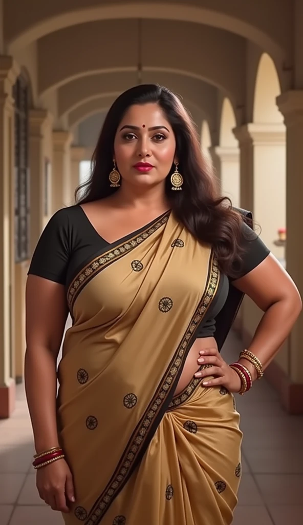 50yo mature MILF Anushka Shetty,((best quality)), ((masterpiece)), ((realistic)), eye kajal, mascara, red lips, sensual Beauty, mommy, full figured mommy, provoking body, extreme sweat, sweat soaked skin, slight stretch marks, alluring figure, bulging figure, thick charming lady, curvy, thick navel, full figured woman, eye kajal, massive breast, full body, styled hair, pierced eyes, female face,royal aura, trend on artstation , sharp focus, studio photo, intricate detail, very detailed, detailed eye, illustration, very detailed, sharp focus, digital render, professional, 4k