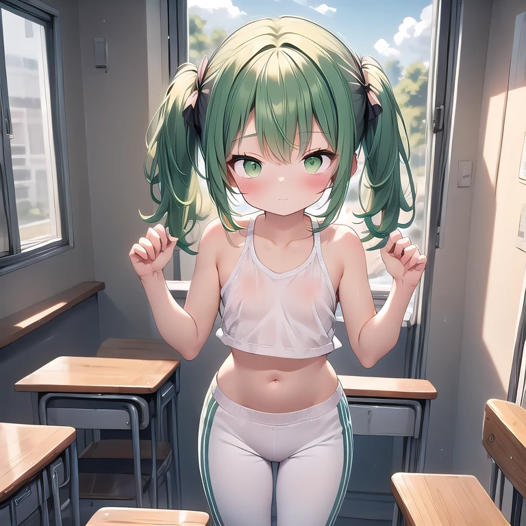 expensivequality illustration, masterpiece, Very delicate and beautiful, Attractive girl,(Gymnastics leotard,Tight leotard,length_Leotard with sleeves,expensive_Leg leotard,athletic leotard), Audience reaction,thin,Slender body,slim,expensive school,Gym,Gymnastics Club,Beautiful green eyes,(masterpiece, Highest quality:1.2), expensiveres, Very detailed CG ユニティ 8k 壁紙, Perfect lighting, colorful, ultra-expensive res,4K,Very detailed, photograph, 8k, High resolution, 18-year-old,Cowboy Shot,short hair