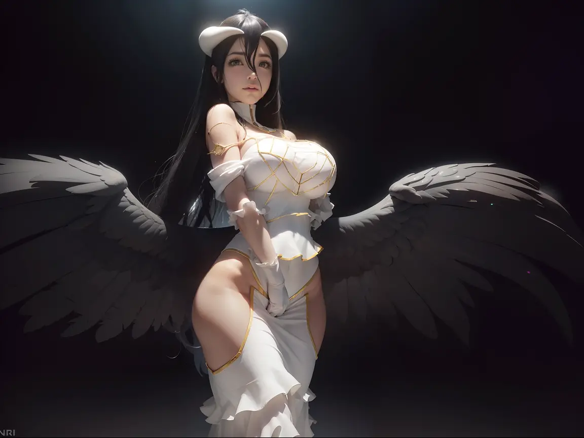 (((albedo)))8k,((overlord))(((Amazing tits)))caliente, hermosa,((Hornie)),(((viste un vestido blanco )))((tiene cuernos)))8k, hiperrealista todo como un motor irreal trazado de rayos render ((estilo humano hiperealista)),(((Empty dark background))). hiperrealista todo como un motor irreal trazado de rayos render estilo humano realista ,(((Empty dark background)))., Suavemente iluminado, Intimo exquisito detalle, foco nítido, intrincadamente detallado, rewarded photography, small-catchlight, bajo contraste, alta nitidez, facial-symmetry, profundidad de campo, cinematic background, Renderizado del motor irreal, Imagen central, dream-like, Suavemente iluminado, intimo, imagen de cuerpo completo ,cuerpo completo,((tetona)),((piernas torneadas)) perfect ass ecchi, hdri