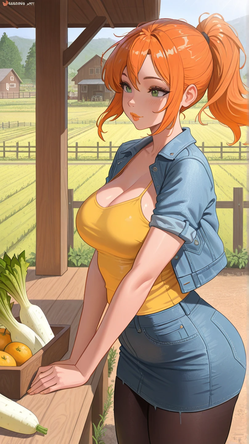 obra de arte, ((fundo ultra detalhado, padrão delicado, detalhe intrincado)), (altamente detalhado, detalhes finos), melhor qualidade, bela iluminação, ((seios grandes, moça esbelta)), NamiV3, nami (one piece), Long hair, orange hair, narrow waist, green bikini top, striped bikini top, undersized bikini, skinny jeans, perfect bust, large breasts, bewitching breasts, dark orange eyes, scenery, seductive smile, playing with coin, light smile, seductive look, open jeans, femme fatale, perfect ass, from behind, stretching, posing sexy, heavenly ass, tight jeans, ass, amazing ass, greatest ass, detailed ass, toned ass