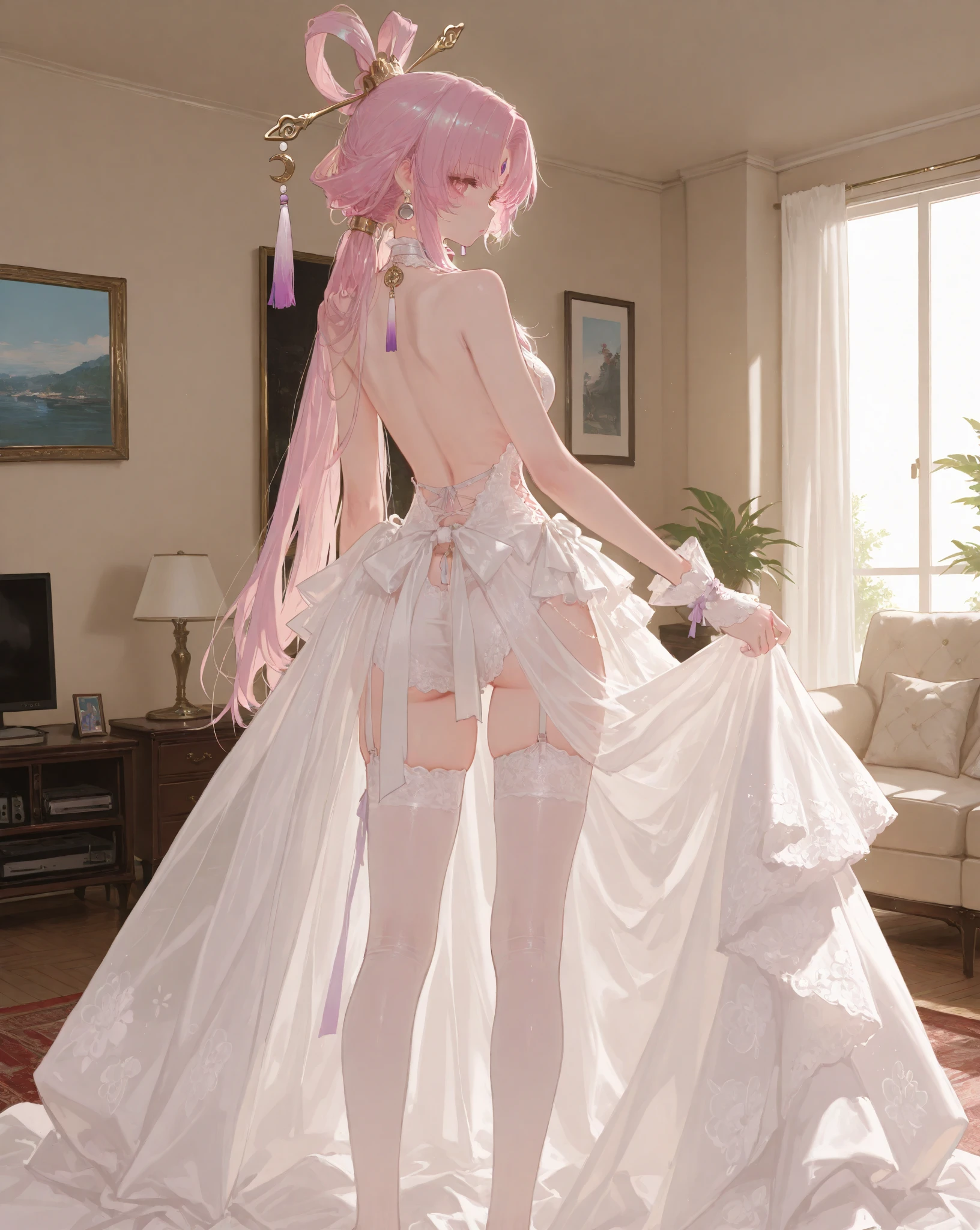 ((((NSFW STILL SHOW))))、(tiny Glamour girls:1.47)、{(from side)|(from back)|(from below:1.2)}、{(Standing Full Body:1.2)|Wide Shot}、{(Floating hair:1.2)|(Strong wind)}、zydG、8K best quality、((Masterpiece:1.2、Hyper-Realism:1.37))、((Detailed KAWAII Face、Detailed Oily Porcelain skin textures、Extremely Detailed))、brilliant Shining Perfect eyes、Smooth shading、{bokeH|clear focused}、Soft Lighting with many Follow lights、(((David Hamilton:1.37)))、(Transparent celestial robe:1.37)、{Flowers|Flower wreath|Princess Tiara|Dark Red Leather High Collar|ssmile|perplexed|seductiv|Different types of hair colors}、{(Light Particles:1.2)|(Lens Flare)|(Luminescent Particles:0.6)|Forest Lakeside}、