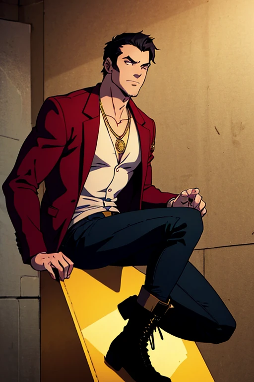 cool male bad Red Cap Gold Necklace Lighting a cigarette