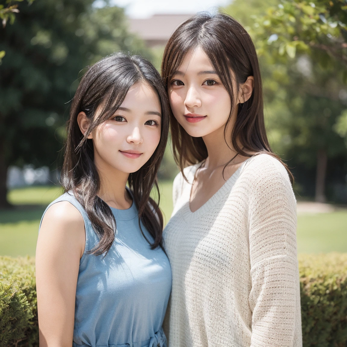 2girls,duo,St. Peter's Square background,crowd, matured female,photo, realistic, best quality, hires, detailed background, diffused sunlight, depth of field, bokeh