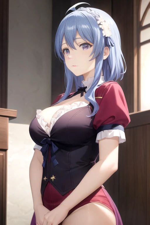 <lora:zeno_tensaiouji_v1(resize-sv5):1> zeno_olis, 1girl, solo, twintails, hair ribbon, purple eyes, mole under eye, high collar, striped ribbon, large breasts, cleavage cutout, long sleeves, long dress, bridal gauntlets, two-tone ribbon, sitting, chair, on chair, desk, looking at viewer, (crossed legs:1.3)
BREAK
book, book stack, bookshelf, paper, indoors
BREAK
from above