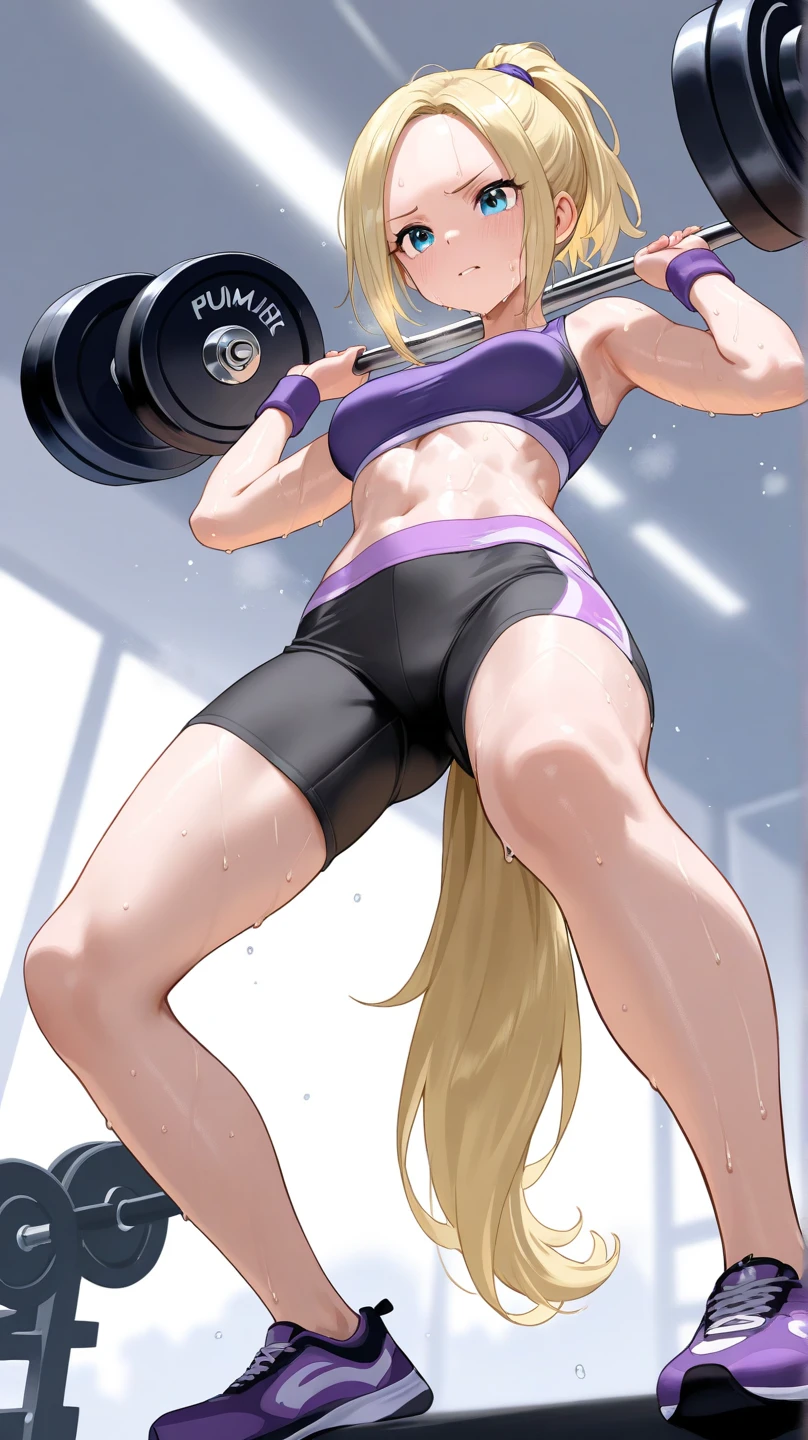 woman at a gym, corpo bem definido, maravilhoso, Pose, corpo bem detalhado, garota fitness, standing, erect Pose, modelo fitness, magrelo, Red sneakers, ultra detalhado, melhor qualidade, relaxed arms, hands down, tornozelo