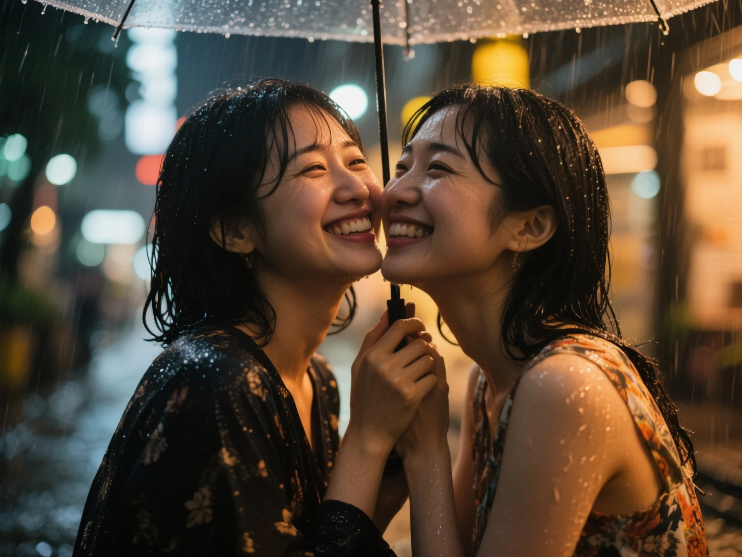 (8k, best quality, masterpiece:1.2), (realistic, photo-realistic:1.37), ultra-detailed, 1 girl, cute, solo, beautiful detailed sky, detailed cafe, night, sitting, dating, (nose blush), (smile:1.15), (closed mouth) small breasts, beautiful detailed eyes, (collared shirt:1.1), night, wet, business attire, rain, white lace, (short hair:1.2), floating hair NovaFrogStyle, topless, --auto --s2
