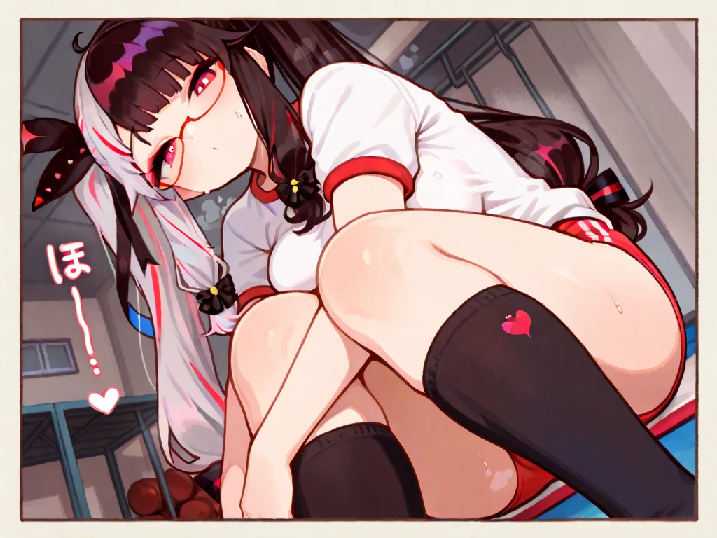 anime artwork, score_9, score_8_up, score_7_up, score_6_up, score_5_up, score_4_up,sparkle \(honkai: star rail\),1girl, twintails, black hair, medium breasts, red eyes, red eyeshadow, ,
, , , , she is 24 years old, , ,horny, , , , style_3, ,,, floox style, grey background,,black cat lingerie, ,, ,naughty_face , , cat tail, spread pussy with hand, no panties. evil smile,speech bubble, pussy juice, dark light, spread legs