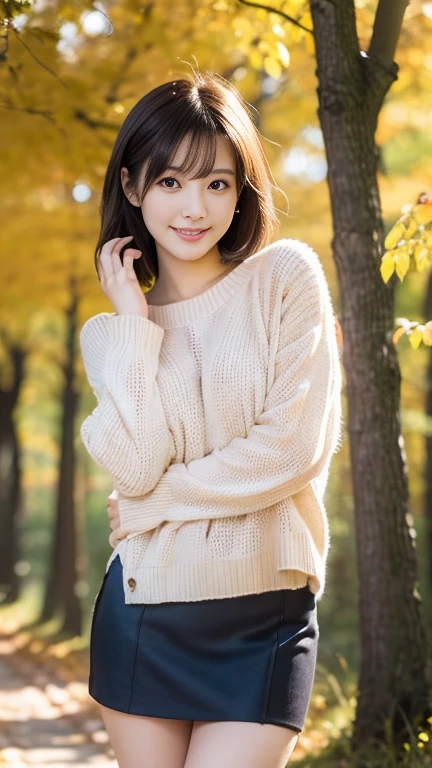 High resolution、High level image quality、In 8K、real live action、RAWphotographgraphy、highest quality、masterpiece、table top、beautiful japanese girl、japanese woman、cute little face、((shining face))、((((My cheeks turned red))))、(((((laugh shyly)))))、white skin、((Obscene content))、For adults、porn、the charm of sex、absurd、small breasts、超A high resolution、RAWphotograph、only、beautiful feces、alone、whole body、twin tail hair、very nice、knit sweater、 mini skirt、japanese woman、Are standing、（Photoreal：1.37）、photon mapping、realistic、radio city、Physics-based only dulling、written boundary depth、blurred background、photograph、hair、thighs thighs、Japanese ID、sparkling eyes、glossy lips、too bright natural light、bright sun、too bright sunlight、looking at camera、full nude