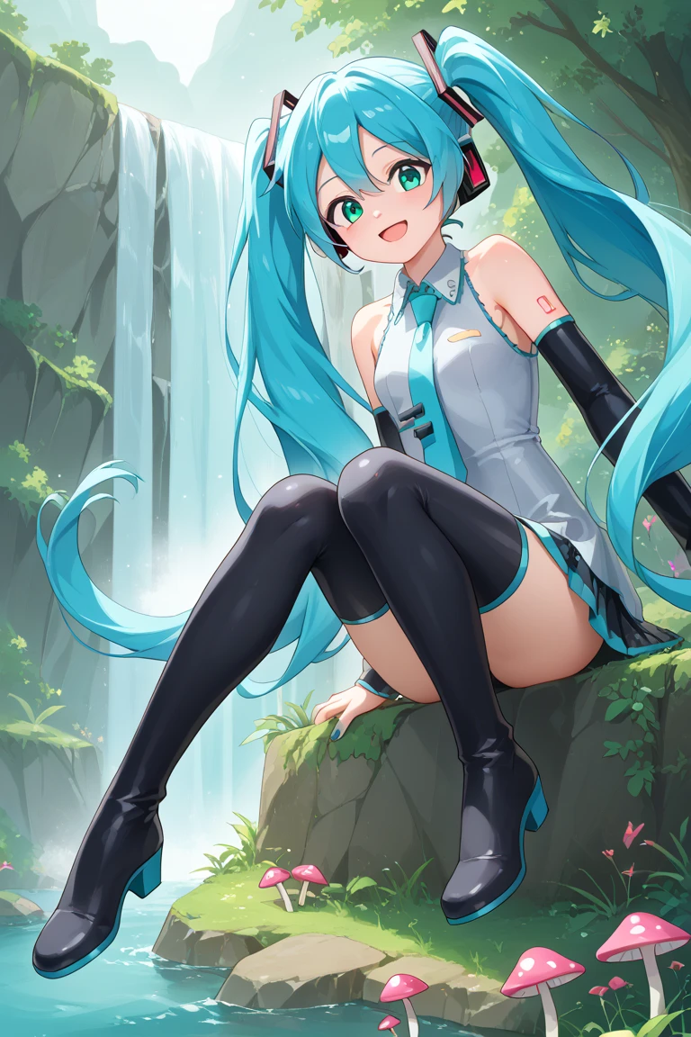 、Kindergarteners、、6 years old、、 of、hatsune miku、nature,null, cloud, hatsune miku, embarrassing expression,embarrassing,blush,big breasts,sit with legs apart,striped panties,skirt,open thighs,I can see through my clothes,clothes get wet,nipples are visible