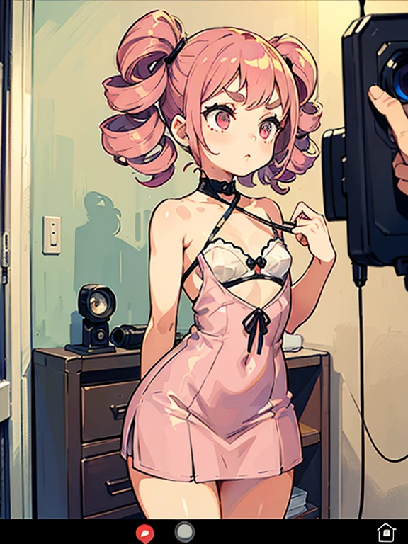 Masterpiece, Ultra extremely detailed, Insanely Definition - quality, 8k, (vibrant colors,vibrant theme), (intricate), full body , NSFW, Hair , cowboy shot, from_below, (detailed face, detailed eyes), slutty, erotic, seductive_smile, tongue_out, saliva_string, looking at viewer, sexual pose, (medium breasts, curvy), detailed room in the background, short dress, pink dress, (see-through dress: 1.4), misty pokemon, short hair, side ponytail, panties_down, leaning_forward, breast_press, boob_squish