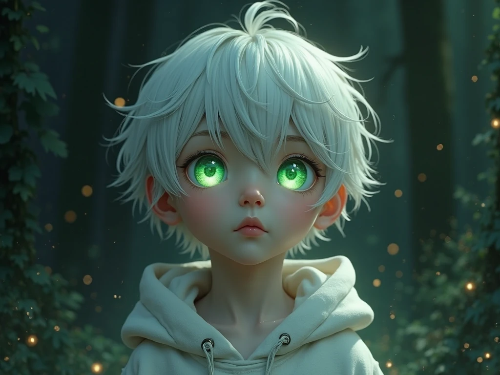 ((best quality)), ((masterpiece)), (detailed), one boy,short white hair,sit in Bike, Left eye green,right eye red
