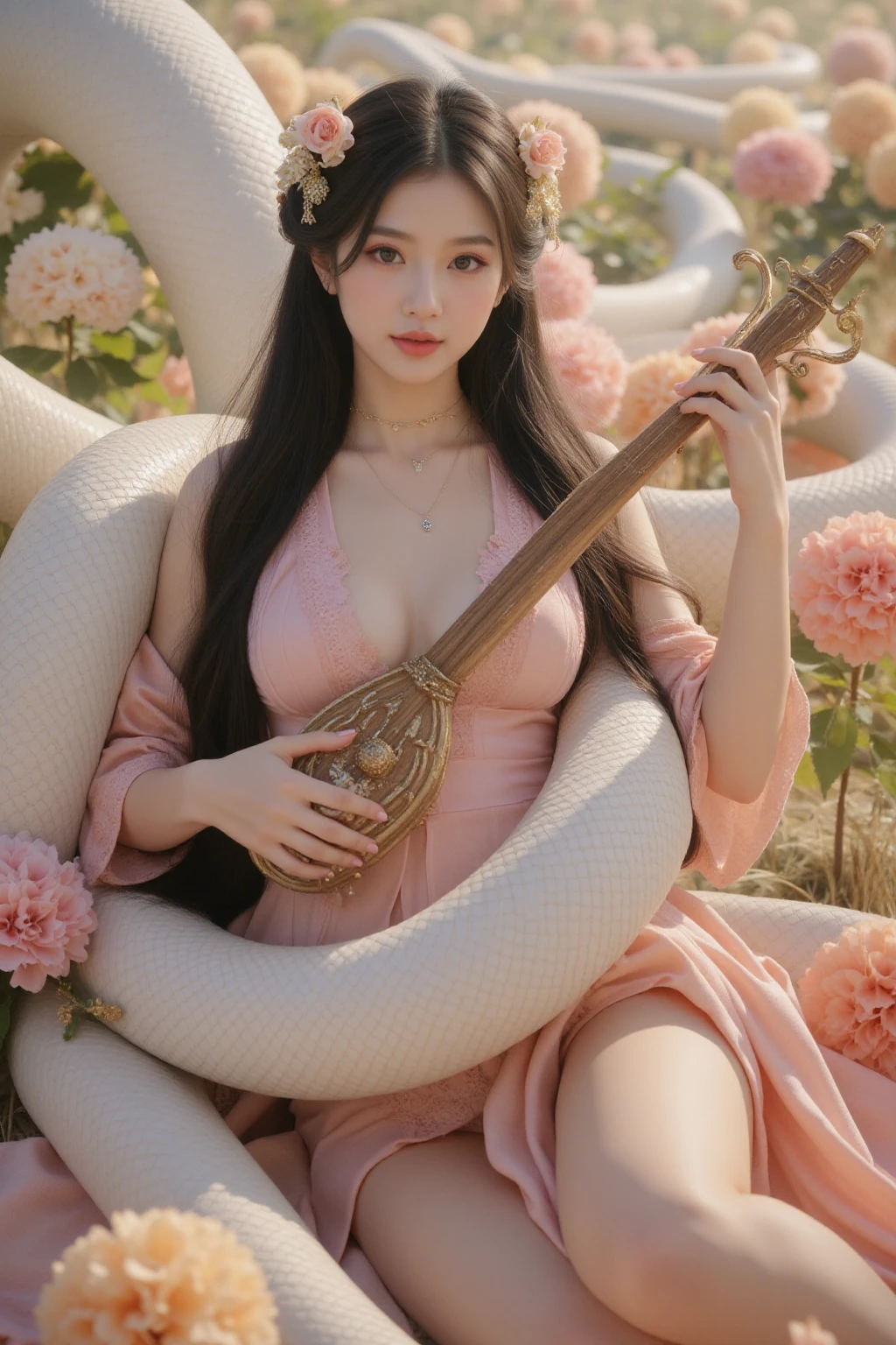 (Fight fiercely with dragons)、top-quality、masterpiece、超A high resolution、(White Dragon Armor)、dragon armor、(Wearing a beautiful crown made of jewels),(Photorealsitic:1.4)、Raw photo、女の子1人、Golden hair、glowy skin、(((Chinese Dragon)))、(Gorgeous Jewelry Necklaces)、(Mystical expression)、(Fight big dragons)、With a beautiful knife、(White Metal Bodysuit)、(beautiful forest background)、Precipitous cliffs、(Small LED)、((super realistic details))、portlate、globalillumination、Shadow、octan render、(One-Eyed Scouter)、8K、ultrasharp、Colossal tits、Raw skin is exposed in cleavage、metals、Details of complex ornaments、Japan details、highly intricate detail、Realistic light、CGSoation Trends、Red Eyes、radiant eyes、Facing the camera、neon details、(Mechanical limbs)、(blood vessels connected to tubes)、Mechanical vertebrae attached to the back、mechanical cervical attaching to neck、(Wires and cables connecting to the head)、Gundam、Small LED、,Mechanical thighs、Toostock、(Hands are also made of machines)、(veils)、