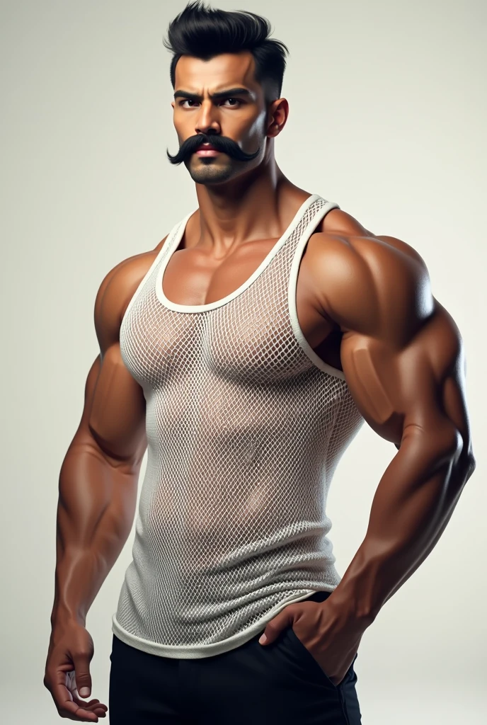 Greek god chewing bubblegum
with his half naked jacked body
image has a baby pink plain background
