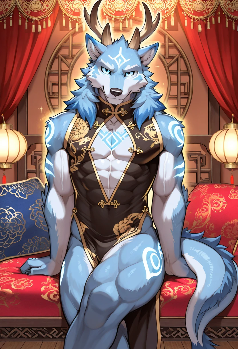 (best quality, 8K, high resolution, masterpiece:1.2), Extremely detailed, The right details, Junyi, Canidae, ,(Men), Biceps, cute big dog, (Off-white fur), (Border Collie), Eight-pack abs, (only one big tail) ,Paw pads, Claw toes, big white paw, (粉红色的Paw pads), Sapphire eyes, Each foot has four toes, Each hand has four fingers, grace, Pink ???????, Highlight the ??????, Attractive abdominal muscles, (strong), on modern roads, tall and big，external，pant，Smell the soles of your feet，Hands touch the ??????