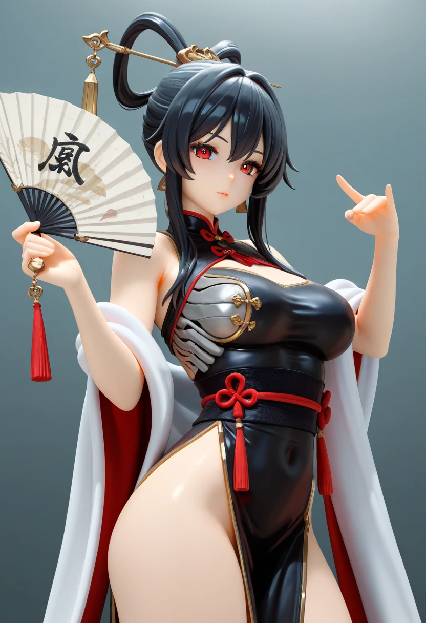 1 girl,amazing movie,spark,evil,threatening,glowing eyes,(sick:1.1),Kimono with red gold trim,O-ring halter,hair accessories,well drawn hands,There are moles under both eyes,red rope,flower tattoo,neck bell,Wearing a red fox mask on the head,butterfly shaped pupils,Brown gradient hair,Ominous red lights,scary,Spider lilies,masterpiece,high quality