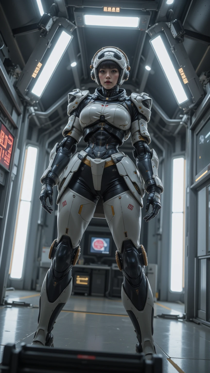 (masterpiece:1.2,high quality), 1girl, ((ultra realistic details)), global illumination, shadows, Unreal Engine, octane render, 8k, ultra sharp, metal, intricate, ornaments detailed, highly intricate details, yellow eyes, (mechanical body:1.2), white hair, (black gas mask), Gear, bob cut, hundreds of wires, Terran, (Robot, android:1.15), Apocalypse, broken buildings