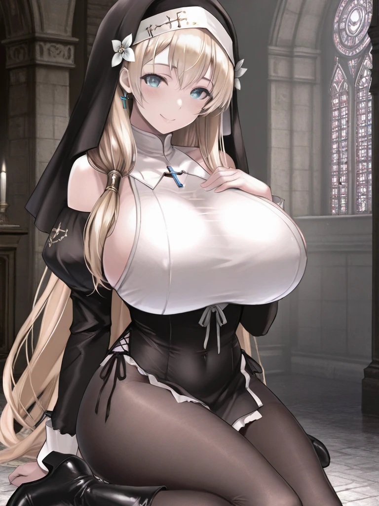 ((touching woman's hip:1.1)),(nun:1.1),break,((gang rape)),white hair,highest quality,very detailed, dynamic angle, ((perfect hands)), detailed shiny skin, thin hair, fine eyes),meaningful background,artistic overlay,The style is surrealism, cinematic lighting, ray tracing,sacred light, perspective,Blake,(((intensive contact:1.0))),((obscene pose,obscene body)),(Despicable expressions),(embarrassing, blush:1.3),(orgasm:1.3),(ecstasy:1.3),(tears:1.2),(Wet pussy:1.2),(Breasts spilling out of bra:1.1),(at church),(open your mouth:1.1),(trembling:1.3),(Sweat:1.1),(lace panties:1.1),(huge breasts:1.1),((slit long skirt)),(gold decoration:1.2), open leg:1.3