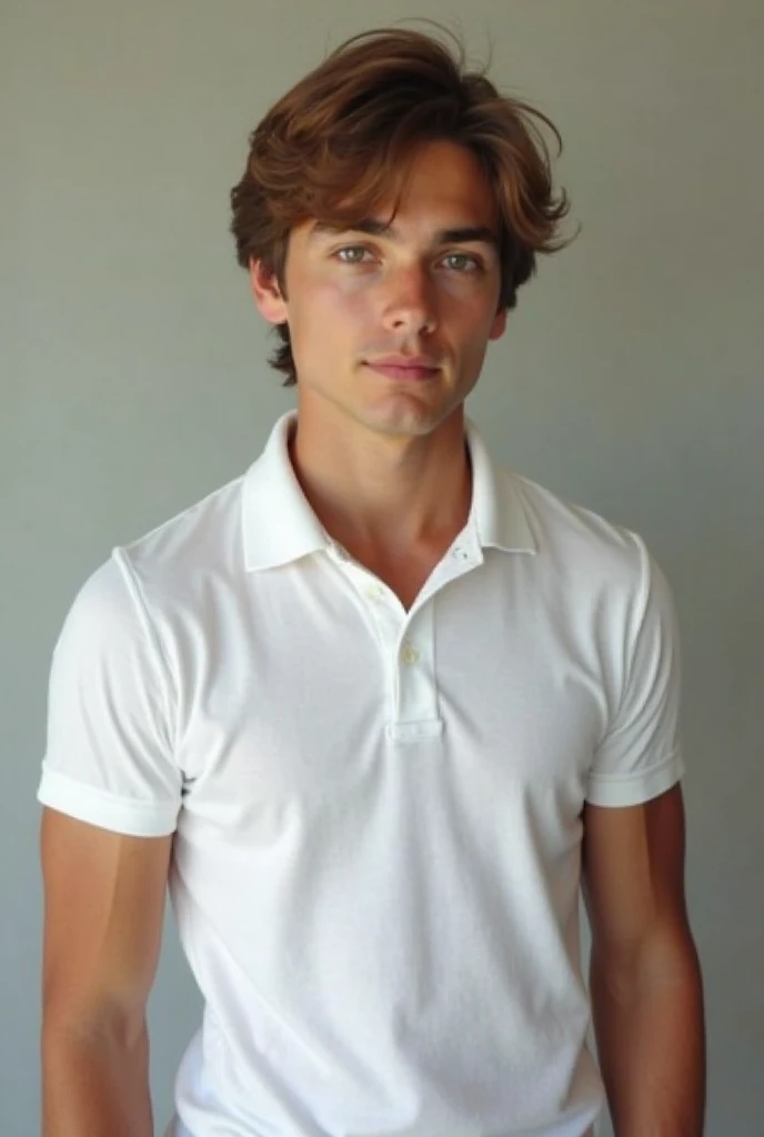 Young cute handsome face beautiful white skinny soft skin in a garden picking plum