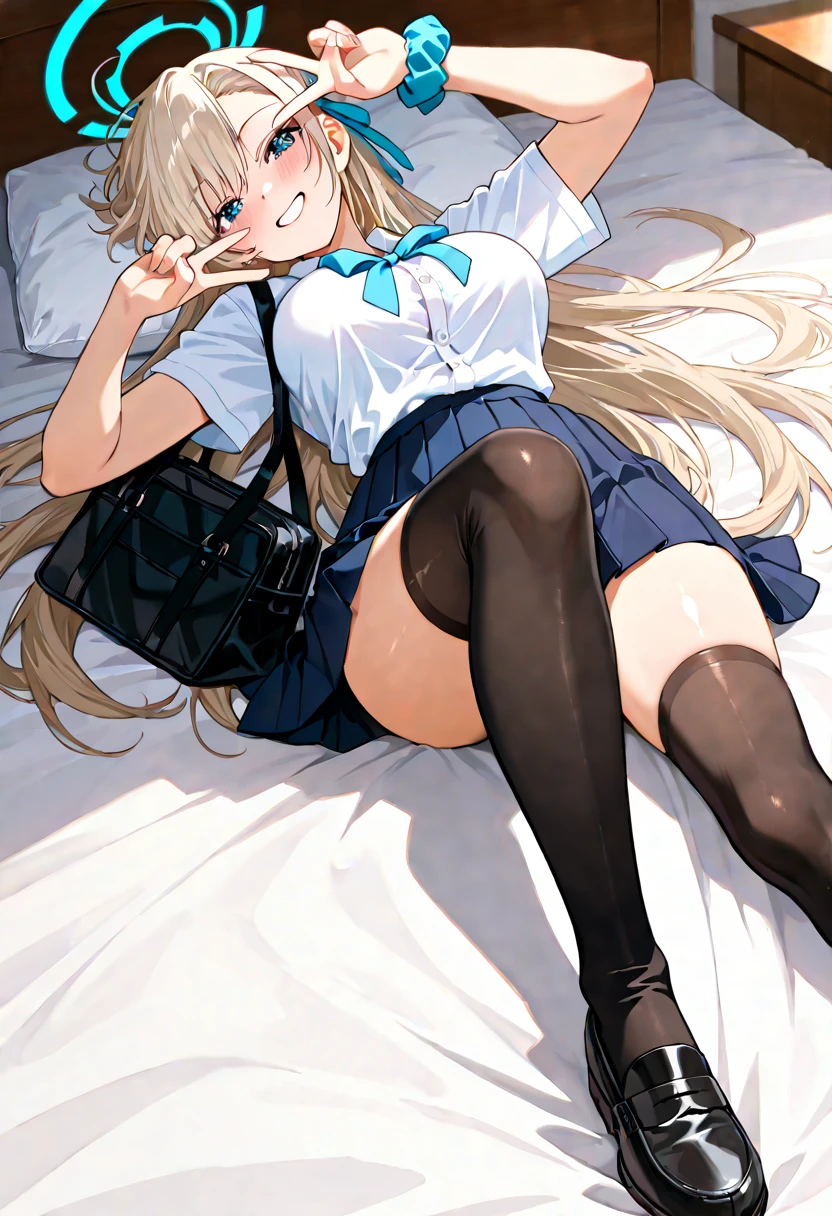 Lie on your back、Raise both legs、high school girl、There's a penis in the vagina、Sex、Ahegao、Large Breasts、Saggy breasts、Black bob hair、nsfw