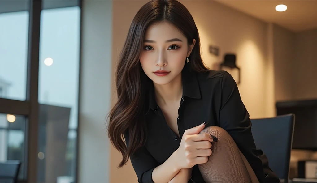 ( (8K:1.27), Best quality at best, tmasterpiece, 超高分辨率:1.2) photore,Beautiful Chinese woman (big breasts beautiful:1.1) (The clothes ar:1.21) ,ellegance、fanciful、the detail、geomerty、Gradient lighting,1girll, Delicate skin, looking at viewert, Brown eyes,ssmile ,(fashion hair:1.2), (Large breasts:1.0), (medium areolae:0.8), (realisticlying:1.4), (Best picture quality:1.0), (超高分辨率:1.0), 8K, RAW photos, (tmasterpiece:0.2), (PureErosFace_V1:0.5)