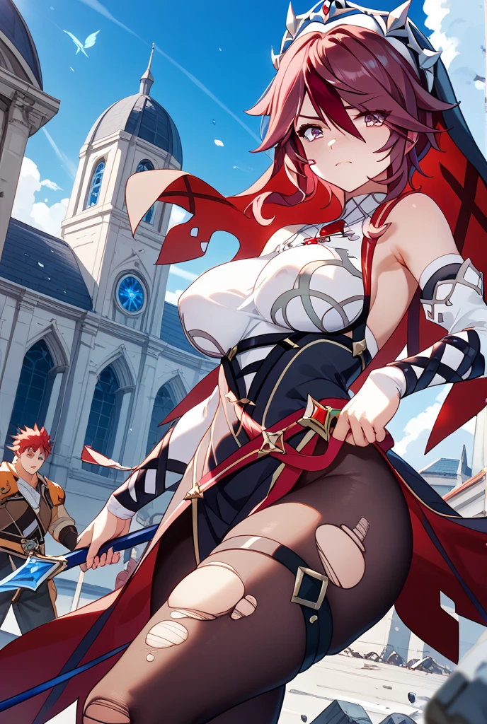 masutepiece, of the highest quality, Best Quality, Official art, Beautiful and aesthetic:1.3), ighly detailed, highest details, (Ultra-detailed), hight resolution, 1girl in, Solo, arma, (((Sword))), Cape, Ponytail, Open mouth, pantyhose, fixed, holding weapon, armor, , long boots, Holding, breastplates, Bracelet, signature, Thigh boots, thighs thighs thighs thighs, Looking at Viewer, Jewelry, Upper thighs in pantyhose, Bow., medium breasts, Sweating, Looking at Viewer, viewed from the side,,(((Torn clothes))), (((Clothed))),sexual,Rape,Sweat,perspired,(Drooling),drivel,Saliva,vaginal,),Face to face,,(vaginal ), Torn clothes, Crying, NSFW,BREAK ,(((1boys、女の子1人,Having sex))),,vaginal ,crotch grab,(((NSFW))),Tears,Scared,panicking,worried,wince,Upset,((cum overflow)),vaginal,Sex Media,excessive cum in ,cum in ,missionaries,Face-to-face recumbent,,(((Panties_Around_One_Leg)),Blue eyes. Red hair, Green dress.,Back alley,grass field,((bind)), (((,Covering the chest))) ,(((covering crotch))),((Heavy breathing)),srestrained,arms behind back,(panties aside),(((Clothed))),(Bottomless),((half undress)),silhuette,Large,(((Cover your crotch with one hand))),(((crotch grab))),vaginal,SEX, with guy,Boy on top/missionaries ,Face to face,Recumbent position,Pubic hair,