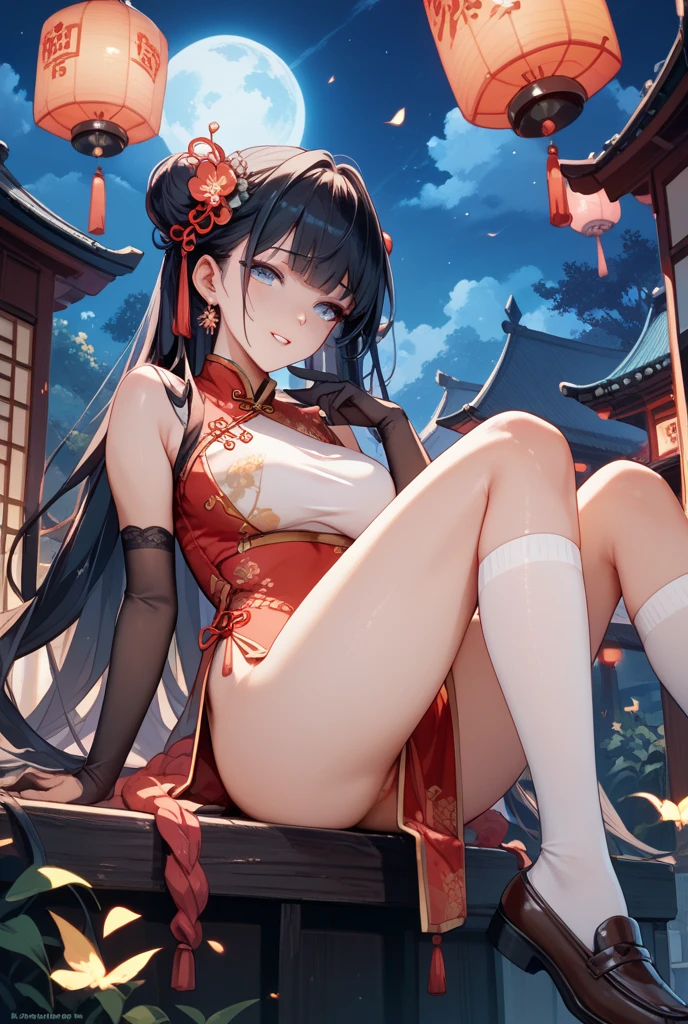 highest quality，masterpiece，The ultimate solution，fluffy，Very colorful，The beauty of Chinese dress，Mature Woman，In a Chinese dress，Kneeling pose，（Pointing at your ass），collar，anklet，High heels，High heels，Correct posture