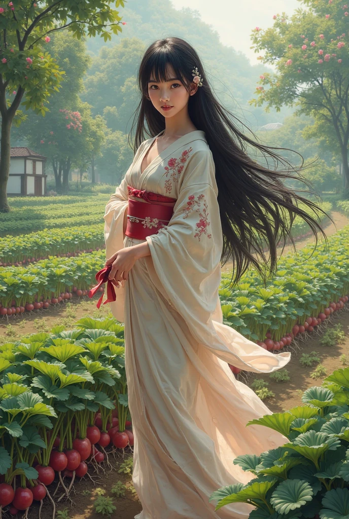 ((Finest quality)),(超A high resolution),(ultra-detailliert),(Meticulous portrayal),((Best CG)),(Finest works of art),Ultra-Precision Art,The art of astounding depiction,Art with precise depiction in every detail:1.5, ((Cultivated woman:1.8)),unclear:1.5,A slight smil:1.3, stars in the sky、flowers on the ground