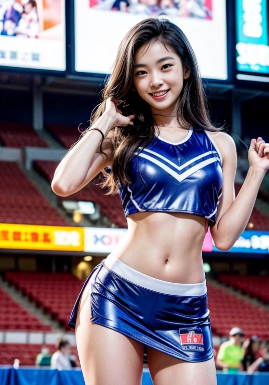 Figure skating、arena、beautiful japanese woman、young woman、dance violently、Like a real photo、reality、smile、tight uniform、No discomfort、balanced、ice skating、(incontinence:1.9)、Without any discomfort、(big breasts:1.3)