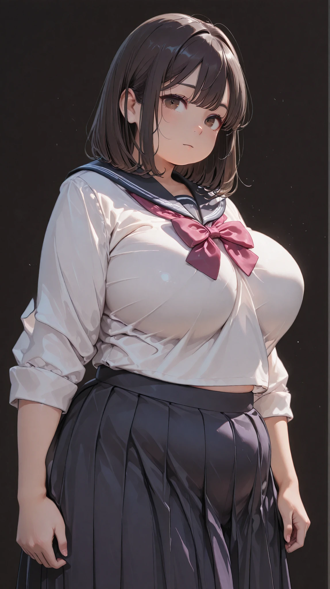 Anime illustration、High resolution、smile、A busty high school girl with huge breasts shows off her sexuality in a natural park wearing a hoodie over her shirt、Bow ribbon tie、mini skirt、Perfect proportions、Cowboy Shot、Plump thighs、Sharp Eyes、Sweaty
