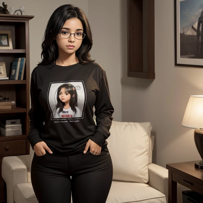 caja de lego personalizada, donde una chica tenga una falda negra y una blusa roja y tenga el cabello rubio, the other girl has short brown hair and wears glasses with jeans and a black sweatshirt, that they are in a very nice park and there are two kittens