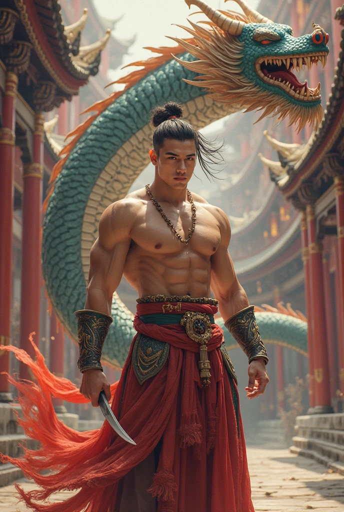 A Chinese dragon man long hair