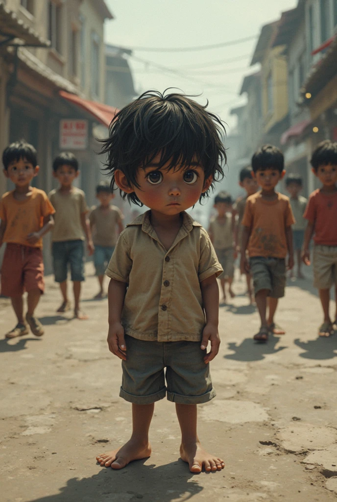 A small kid leaving behind his younger siblings in village comes to a under developed city to be responsible or to take responsibility